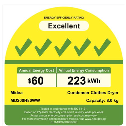 MIDEA MD200H80WW Heat Pump Dryer 8kg