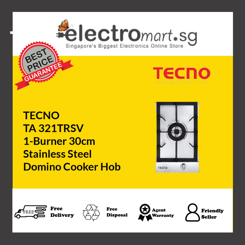 TECNO TA 321TRSV 1-Burner 30cm  Stainless Steel  Domino Cooker Hob