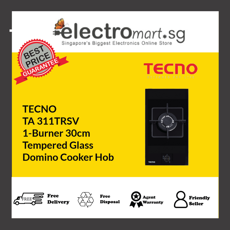 TECNO TA 311TRSV 1-Burner 30cm  Tempered Glass  Domino Cooker Hob