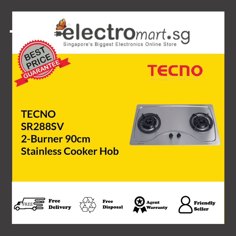 TECNO SR288SV 2-Burner 90cm  Stainless Cooker Hob