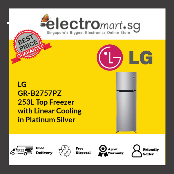 LG  GR-B2757PZ 253L Top Freezer with Linear Cooling  in Platinum Silver