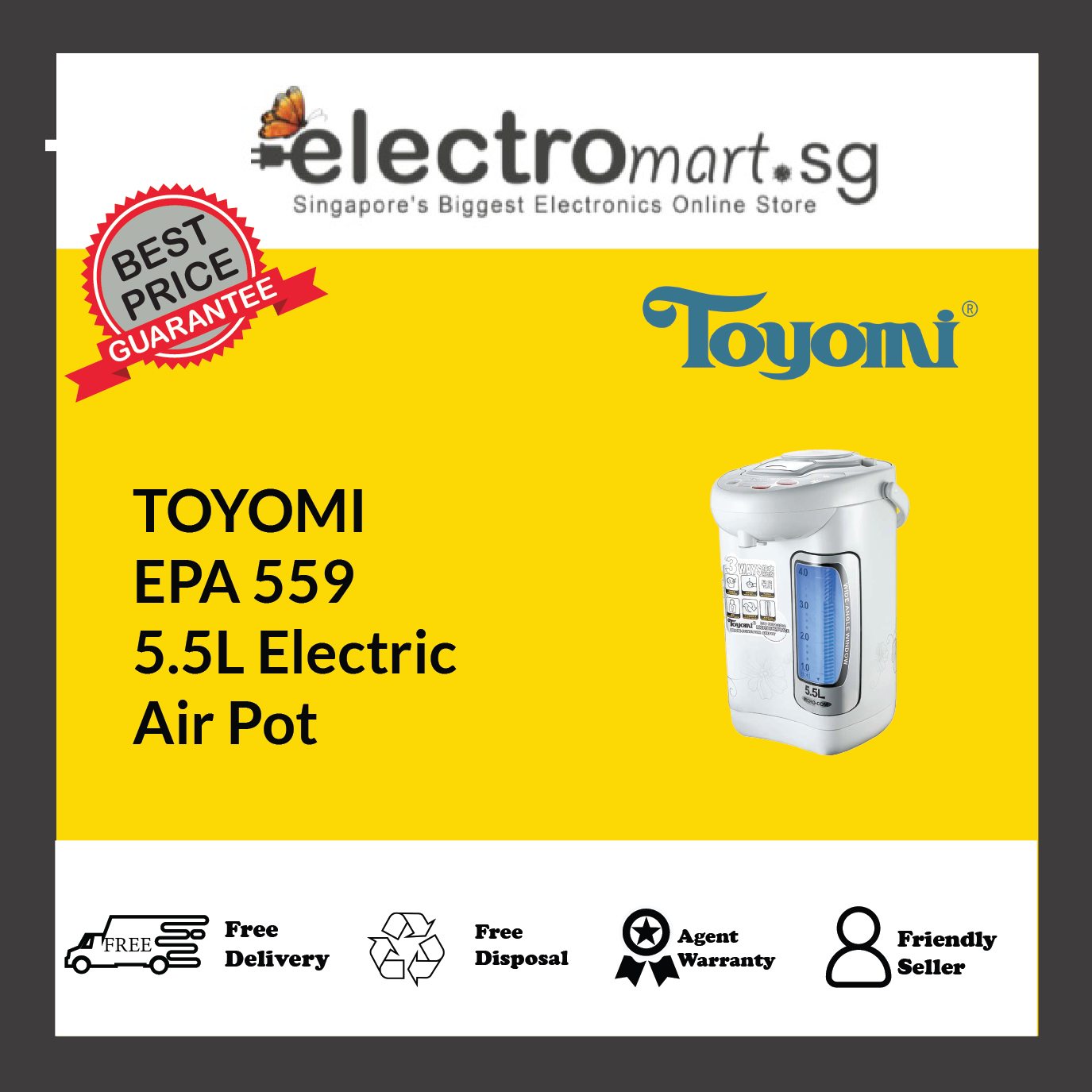 TOYOMI EPA 559 5.5L Electric Air Pot