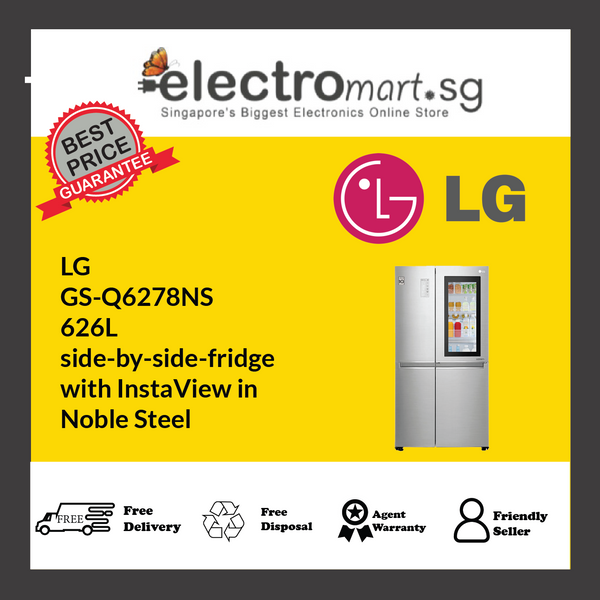 LG  GS-Q6278NS 626L  side-by-side-fridge  with InstaView in  Noble Steel