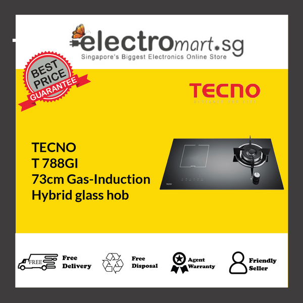 TECNO T 788GI 73cm Gas-Induction  Hybrid glass hob