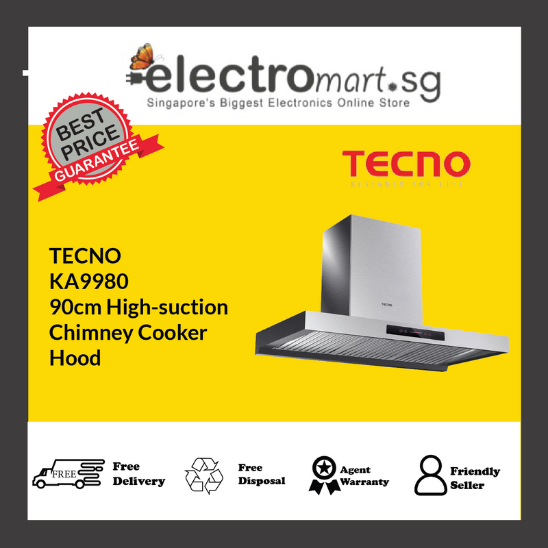 TECNO KA9980 90cm High-suction  Chimney Cooker  Hood
