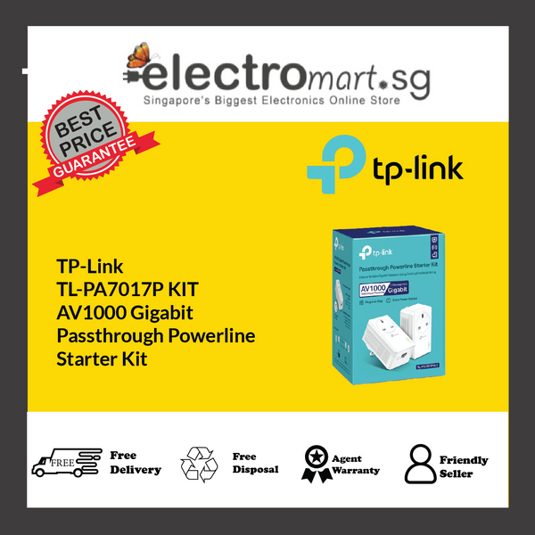 TP-Link TL-PA7017P KIT AV1000 Gigabit  Passthrough Powerline  Starter Kit