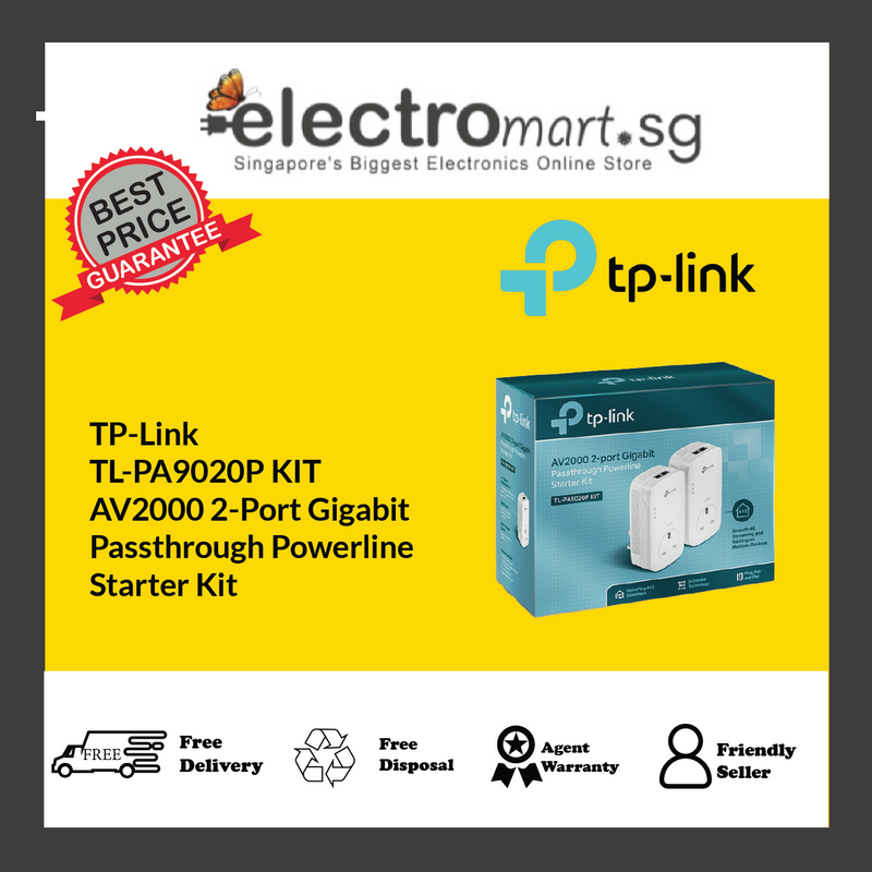 TP-Link TL-PA9020P KIT AV2000 2-Port Gigabit  Passthrough Powerline  Starter Kit