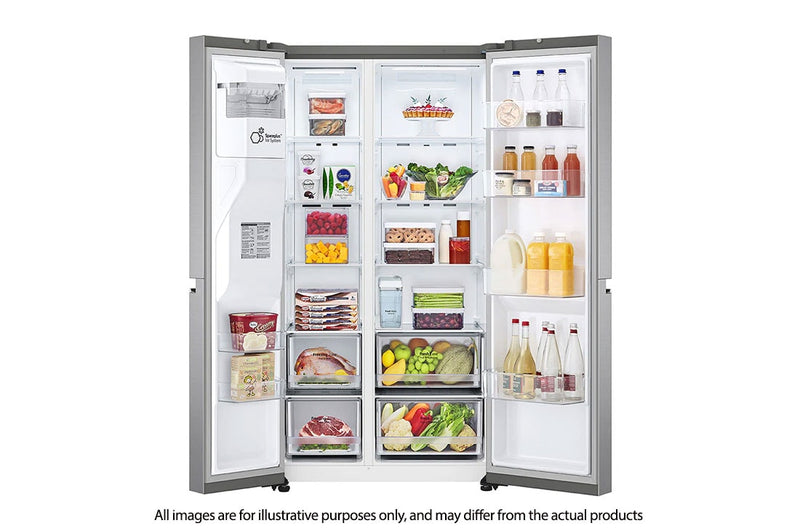 LG  GS-L6172PZ 617L  side-by-side-fridge  with Smart Inverter  Compressor in Platinum  Silver