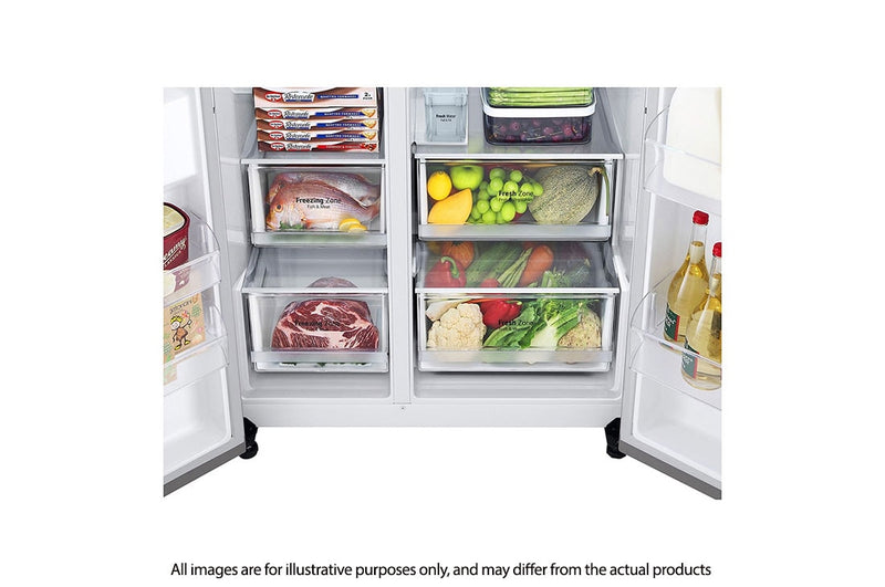 LG  GS-L6172PZ 617L  side-by-side-fridge  with Smart Inverter  Compressor in Platinum  Silver