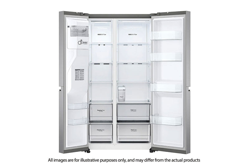 LG  GS-L6172PZ 617L  side-by-side-fridge  with Smart Inverter  Compressor in Platinum  Silver