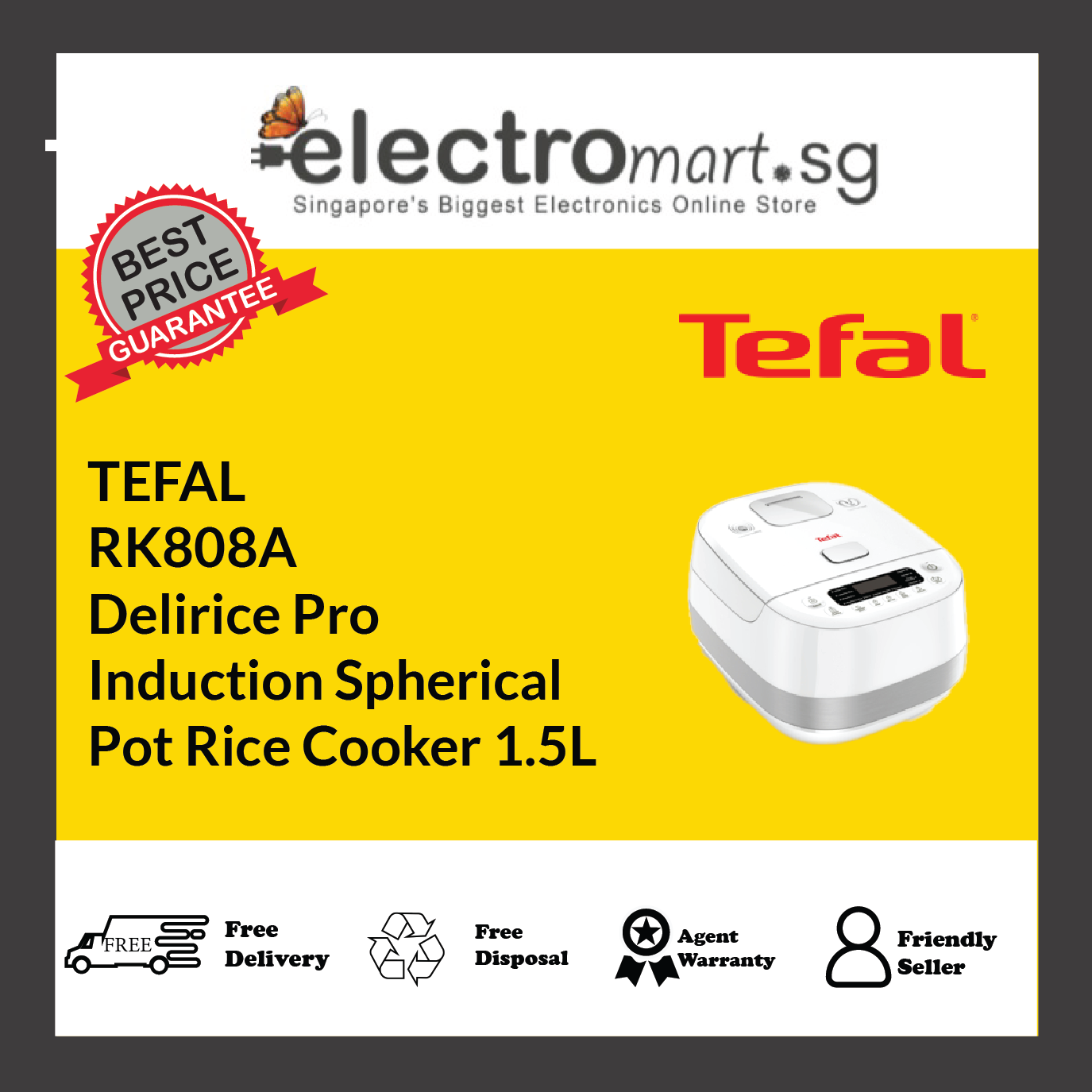 TEFAL RK808A Delirice Pro Induction Spherical Pot Rice Cooker 1.5L