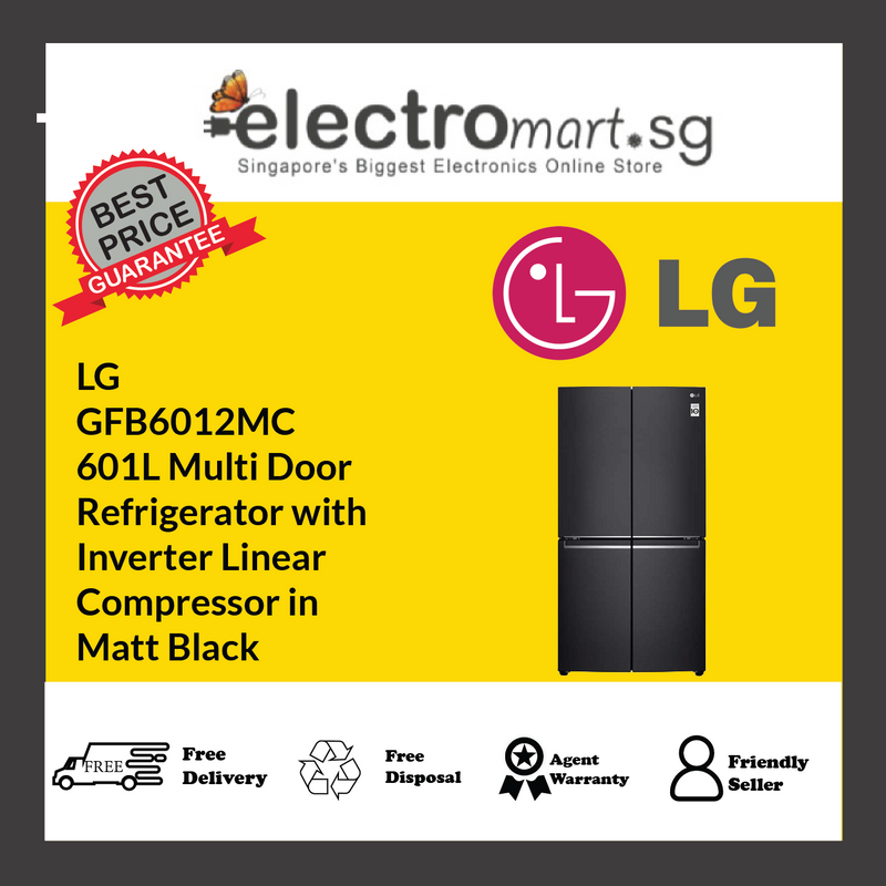 LG  GFB6012MC 601L Multi Door Refrigerator with  Inverter Linear  Compressor in  Matt Black