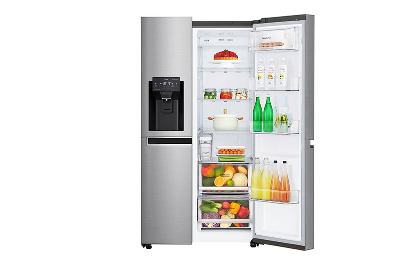 LG  GS-L6012PZ 601L  side-by-side-fridge  with Inverter Linear  Compressor in Platinum  Silver