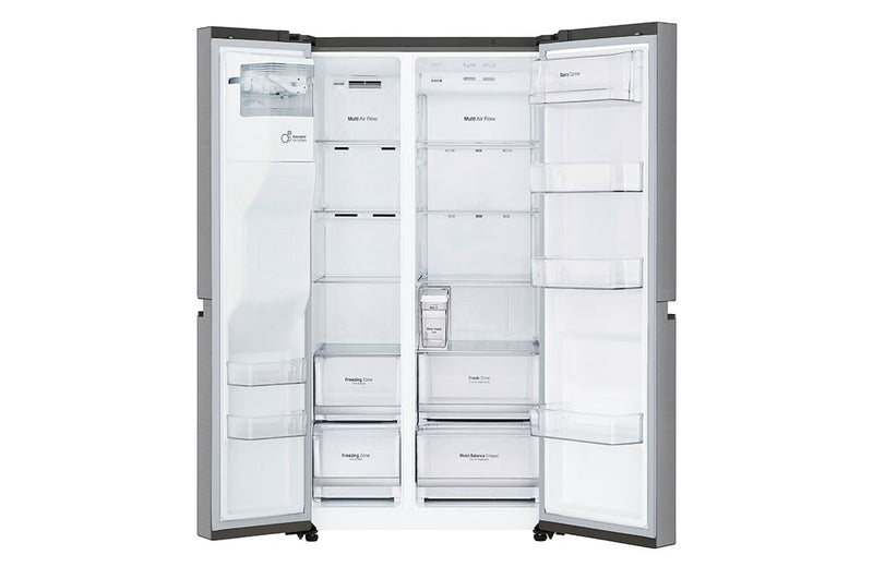 LG  GS-L6012PZ 601L  side-by-side-fridge  with Inverter Linear  Compressor in Platinum  Silver