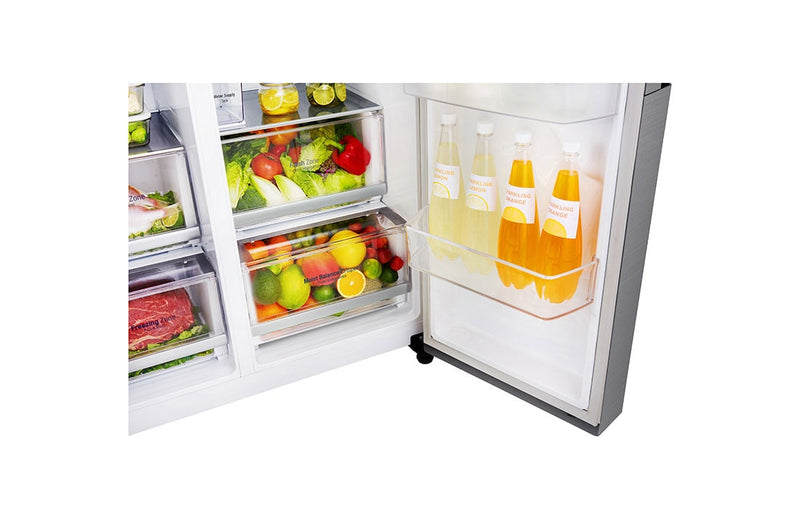 LG  GS-L6012PZ 601L  side-by-side-fridge  with Inverter Linear  Compressor in Platinum  Silver