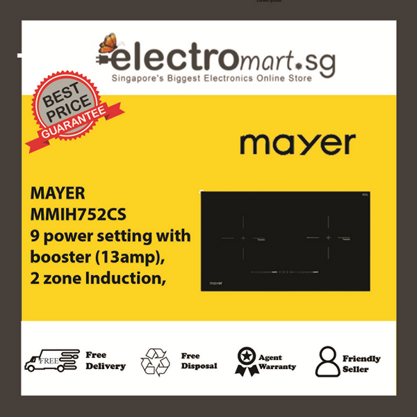 MAYER 75CM 2 ZONE INDUCTION HOB WITH SLIDER MMIH752CS (BLACK) - EXCLUDE INSTALLATION