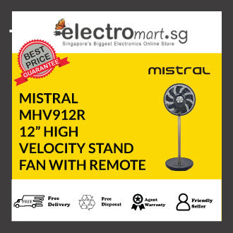 MISTRAL MHV912R 12” HIGH  VELOCITY STAND FAN WITH REMOTE