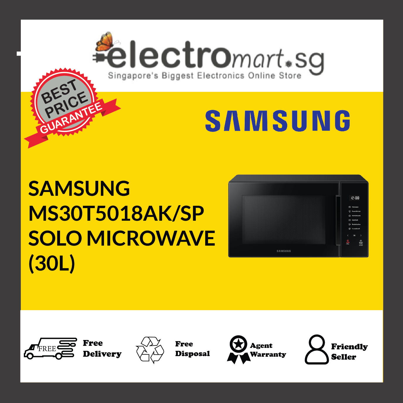 SAMSUNG MS30T5018AK/SP SOLO MICROWAVE (30L)