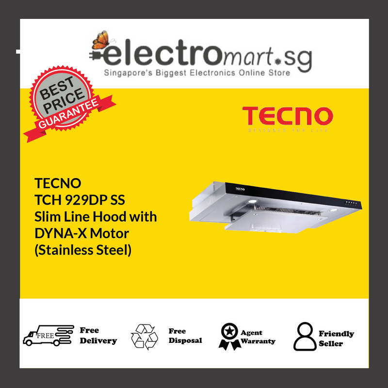 TECNO TCH 929DP SS Slim Line Hood with  DYNA-X Motor  (Stainless Steel)