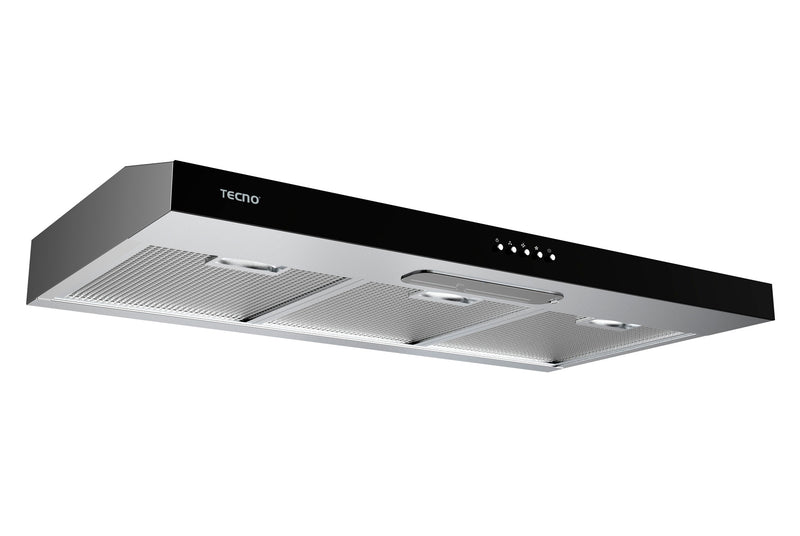 TECNO TCH 9011TL 90cm Stainless Steel  Ultra Slim Hood with  Black Front Panel