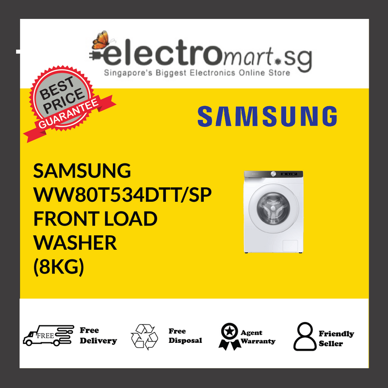 SAMSUNG WW80T534DTT/SP FRONT LOAD WASHER (8KG) ECOBUBBLE AND DIT - 4 TICKS