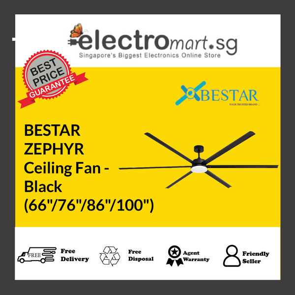 BESTAR ZEPHYR Ceiling Fan -  Black  (66"/76"/86"/100")
