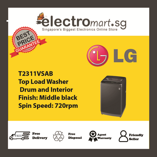 LG 11KG SMART INVERTER TOP LOAD WASHING MACHINE T2311VSAB