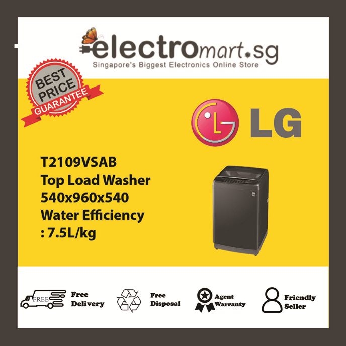 LG 9 KG TOP LOAD WASHER SMART INVERTER T2109VSAB (BLACK)