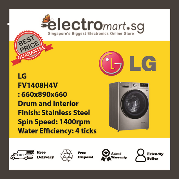 LG 8KG/6KG FRONT LOAD WASHER DRYER FV1408H4V WITH AI DIRECT DRIVE™