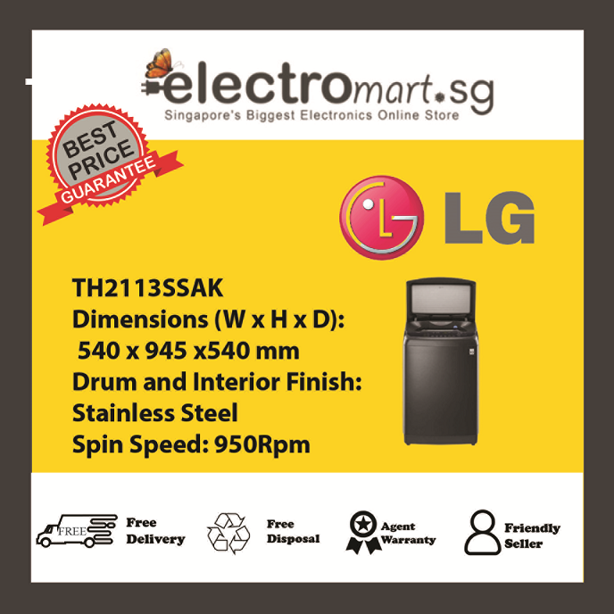LG 13KG SMART INVERTER TOP LOAD WASHING MACHINE TURBOWASH3D™ TH2113SSAK